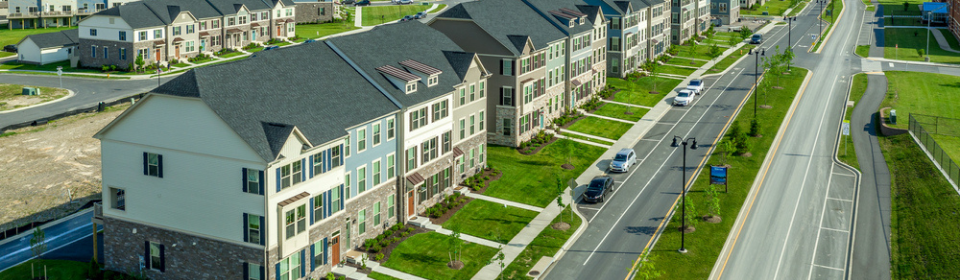 newly built garden style apartment complex