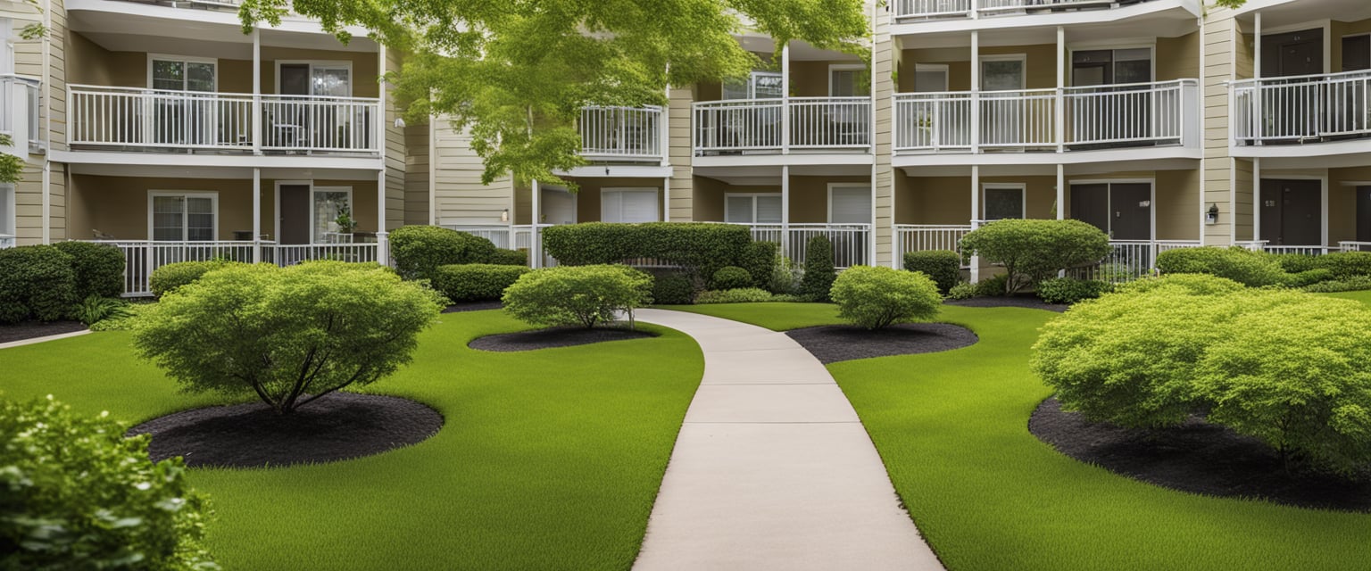 Manicured landscaping